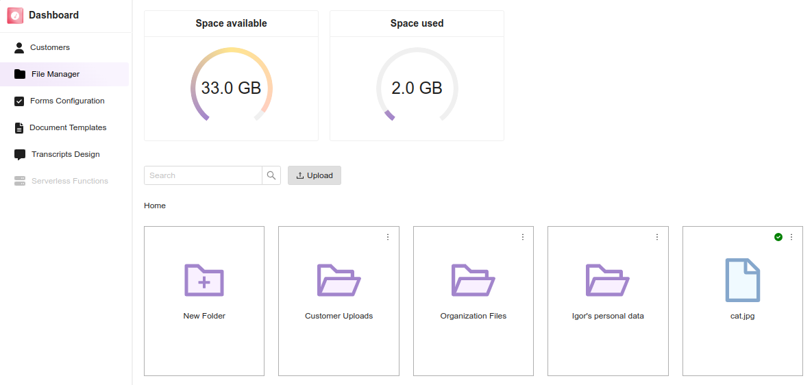 document templates main screen